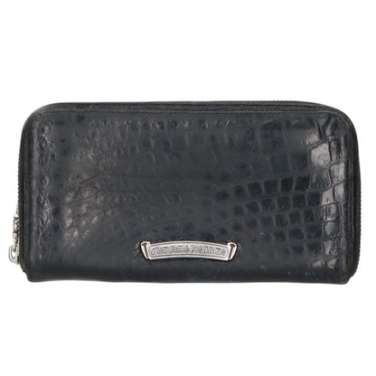 Chrome Hearts Rec F Zip Alligator Leather Round Wallet Black