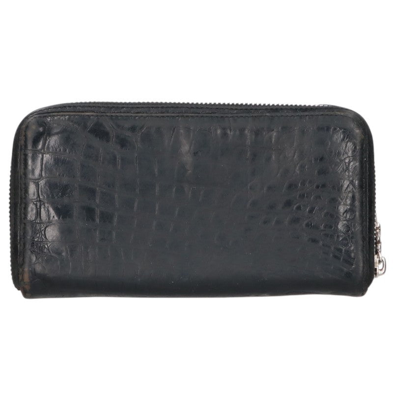 Chrome Hearts Rec F Zip Alligator Leather Round Wallet Black
