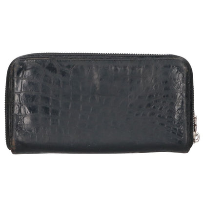 Chrome Hearts Rec F Zip Alligator Leather Round Wallet Black