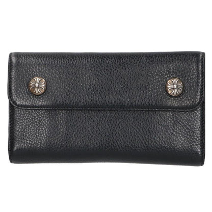 Chrome Hearts Wave Cross Ball Button Leather Wallet Black