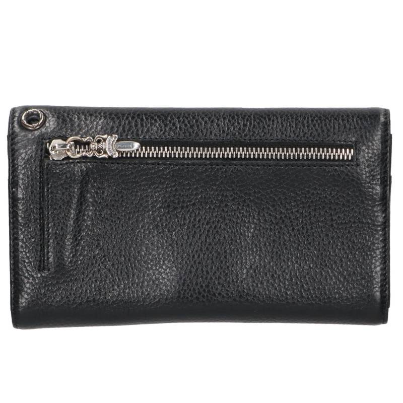 Chrome Hearts Wave Cross Ball Button Leather Wallet Black