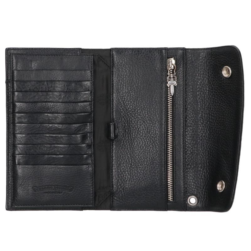 Chrome Hearts Wave Cross Ball Button Leather Wallet Black