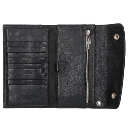Chrome Hearts Wave Cross Ball Button Leather Wallet Black