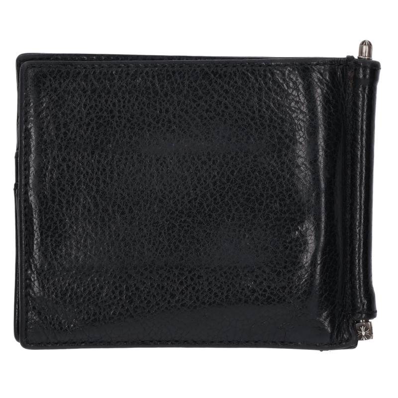 Chrome Hearts Black Leather Money Clip Wallet