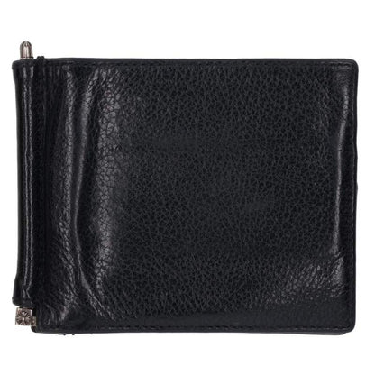 Chrome Hearts Black Leather Money Clip Wallet