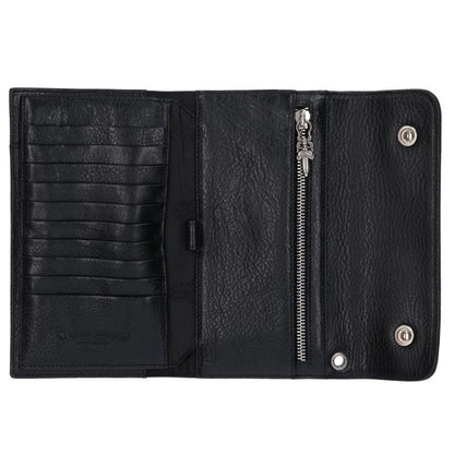 Chrome Hearts WAVE Cross Ball Button Leather Wallet Black