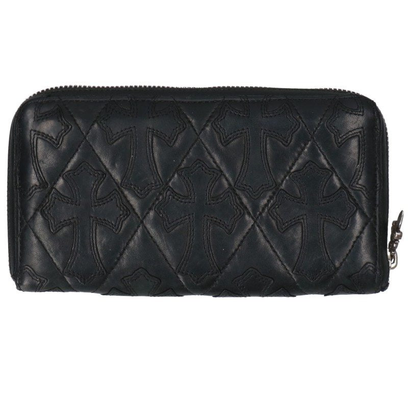 Chrome Hearts Cemetery Cross Quilted Leather Wallet Black