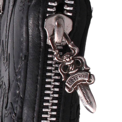Chrome Hearts Cemetery Cross Quilted Leather Wallet Black