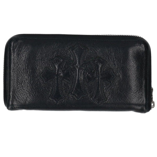 Chrome Hearts REC F ZIP 3 Cross Round Zip Leather Wallet