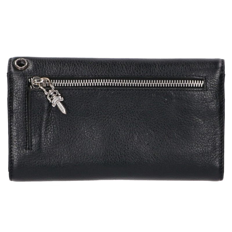 Chrome Hearts WAVE Cross Ball Button Leather Wallet
