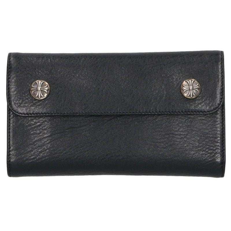 Chrome Hearts WAVE CROSS BALL Leather Wallet Black