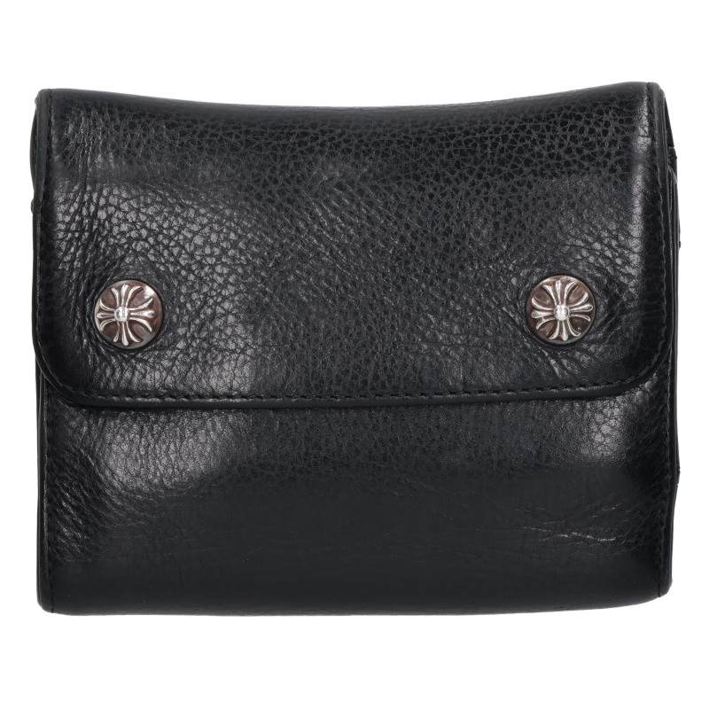Chrome Hearts Wave Mini Cross Ball Button Leather Wallet