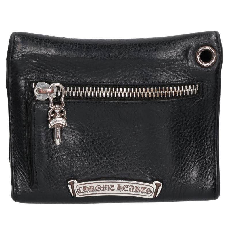 Chrome Hearts Wave Mini Cross Ball Button Leather Wallet