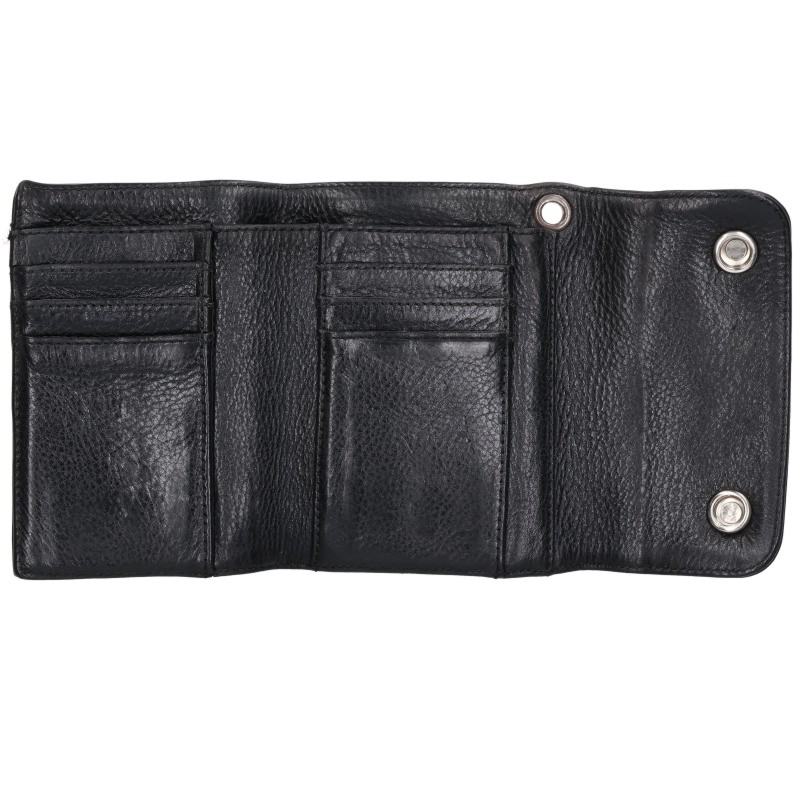 Chrome Hearts Wave Mini Cross Ball Button Leather Wallet