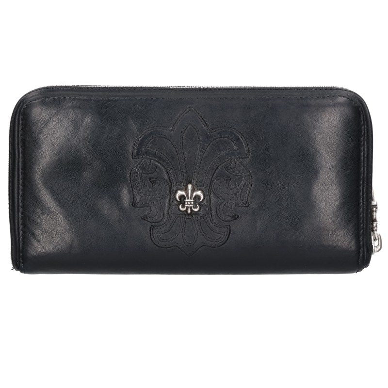 Chrome Hearts REC F ZIP BS Flare Leather Round Zip Wallet