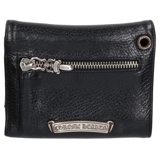 Chrome Hearts Wave Mini Cross Ball Button Leather Wallet