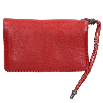 Chrome Hearts 2ZIP STRAP Cross Ball Leather Wallet Red