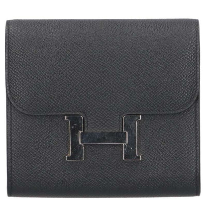 HERMES Constance Slim Wallet Black/Silver