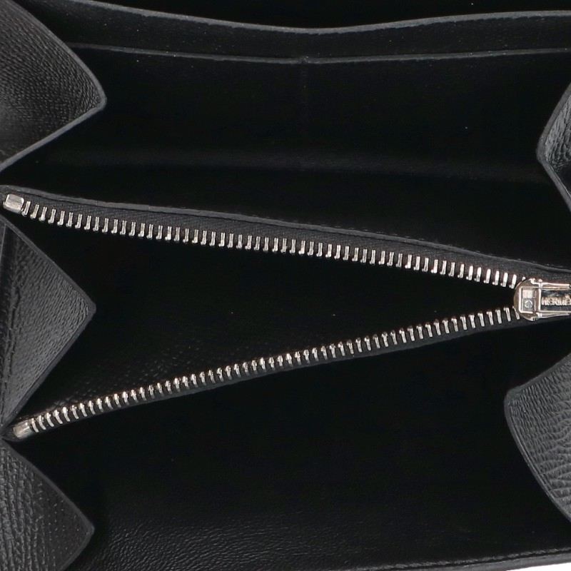 HERMES Constance Slim Wallet Black/Silver