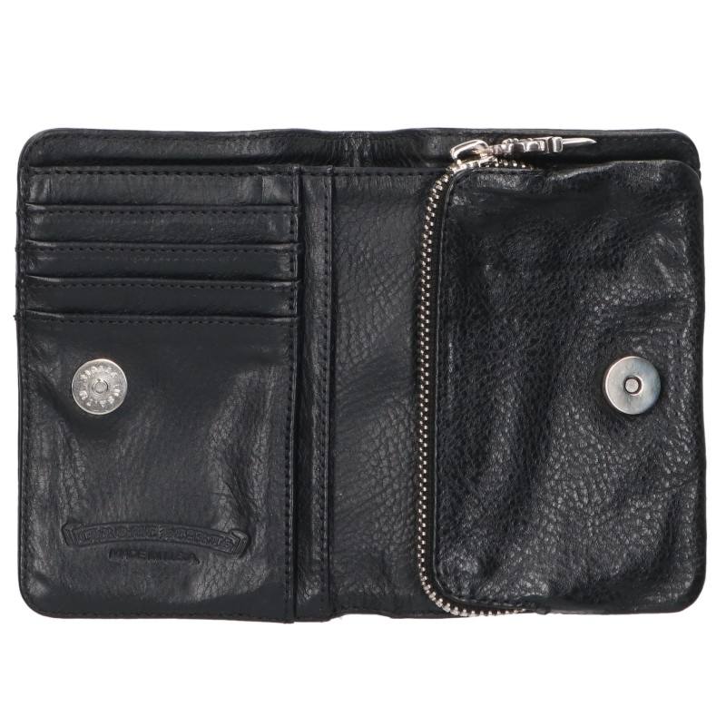 Chrome Hearts JOEY Leather Wallet Black Silver