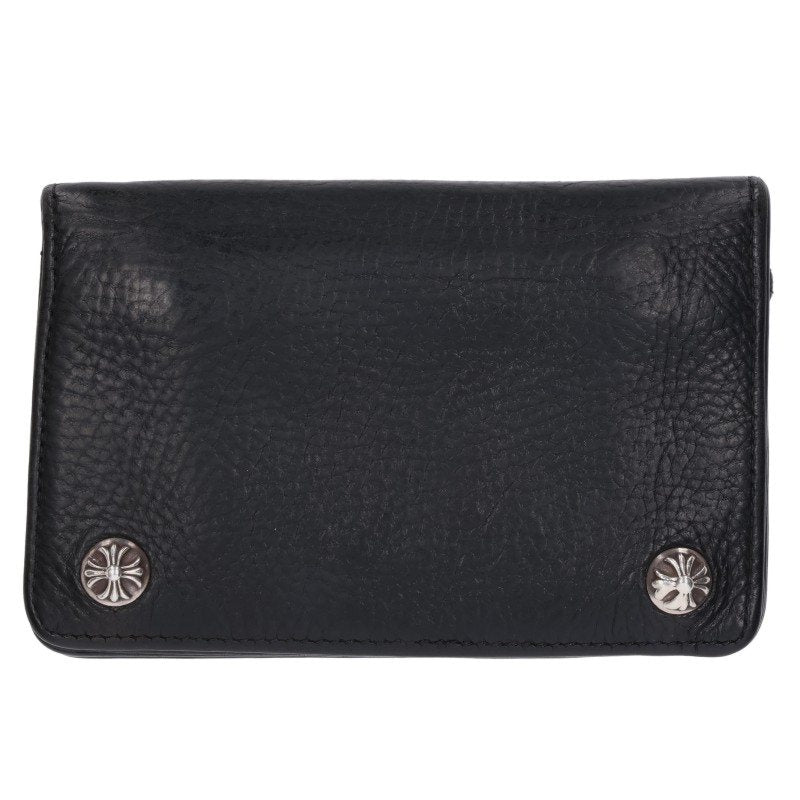 Chrome Hearts 2-Zip Cross Ball Button Leather Wallet