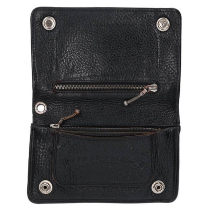 Chrome Hearts 2-Zip Cross Ball Button Leather Wallet