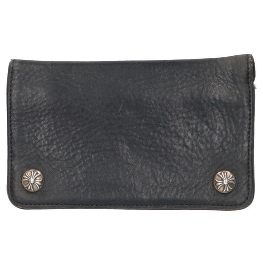 Chrome Hearts Black Silver 1ZIP Cross Ball Leather Wallet