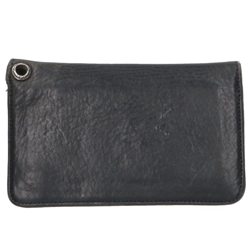 Chrome Hearts Black Silver 1ZIP Cross Ball Leather Wallet