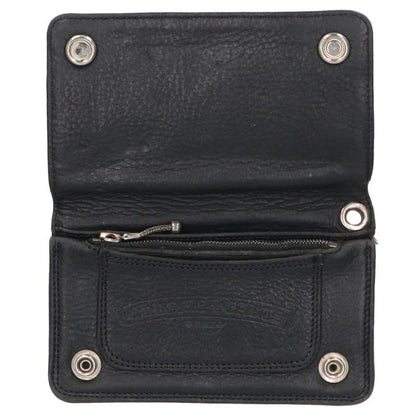 Chrome Hearts Black Silver 1ZIP Cross Ball Leather Wallet