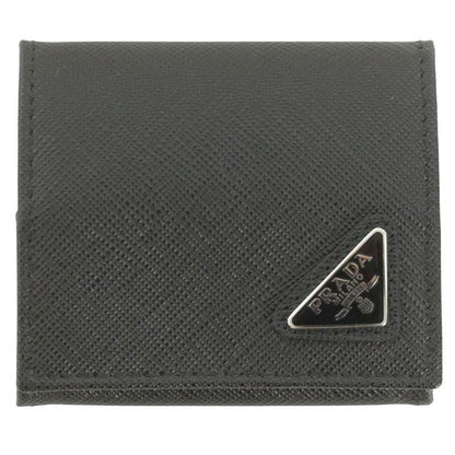 Prada Logo Leather Coin Case Black