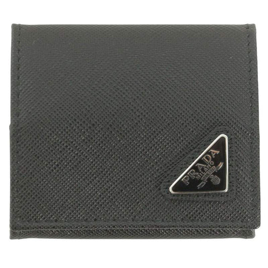 Prada Logo Leather Coin Case Black