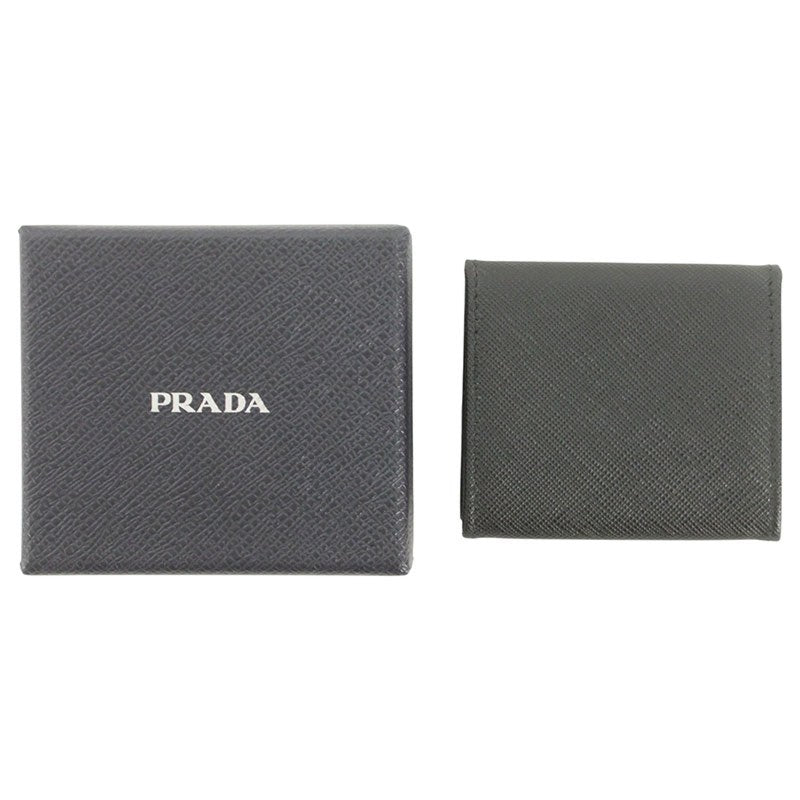 Prada Logo Leather Coin Case Black