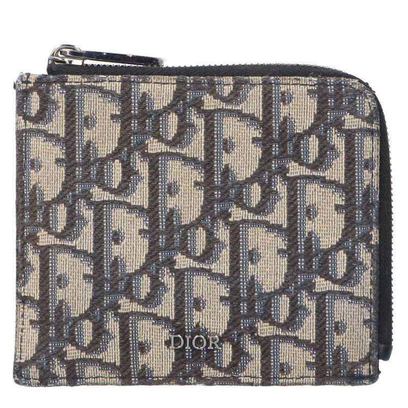 DIOR Oblique All-Over Pattern Coin Case Navy Size ONE SIZE