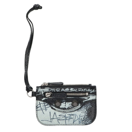 Balenciaga Leather Coin Case Black x White
