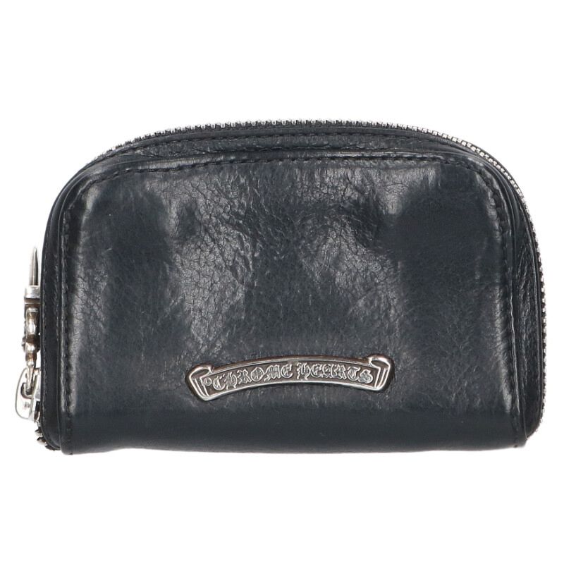 Chrome Hearts Dagger Round Zip Leather Coin Size ONE SIZE