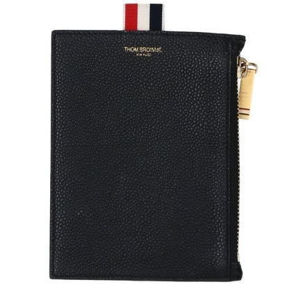 THOM BROWNE Zip Leather Pouch Coin Case Black Size ONE SIZE