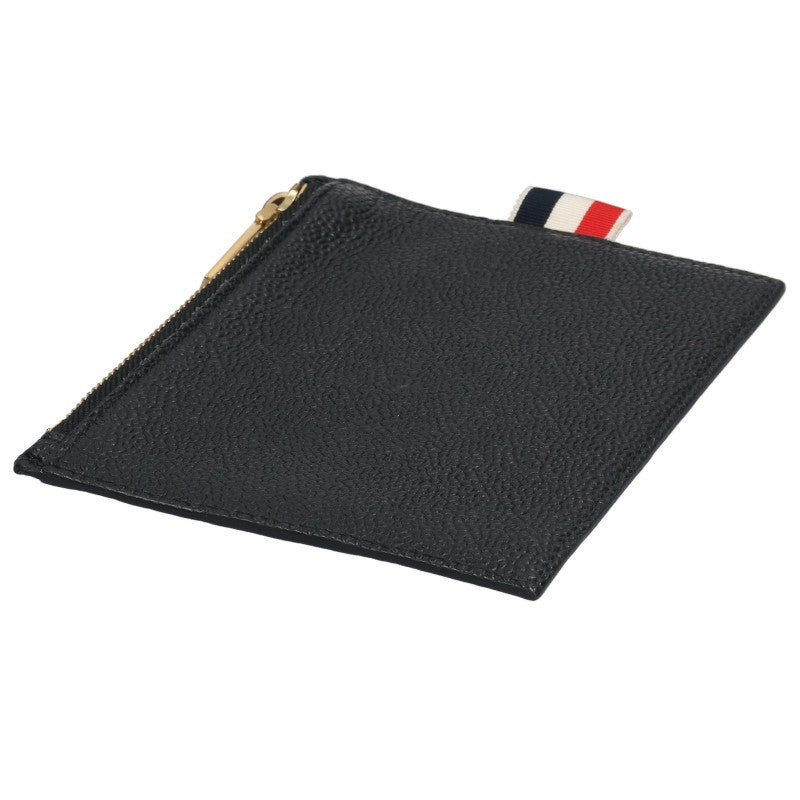 THOM BROWNE Zip Leather Pouch Coin Case Black Size ONE SIZE