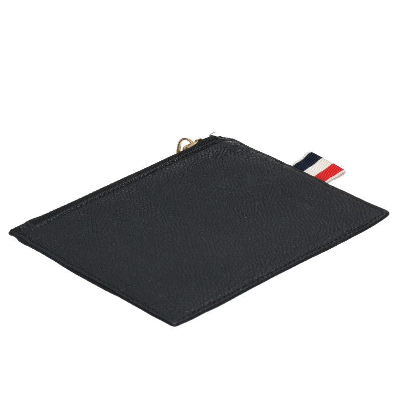 THOM BROWNE Zip Leather Pouch Coin Case Black Size ONE SIZE