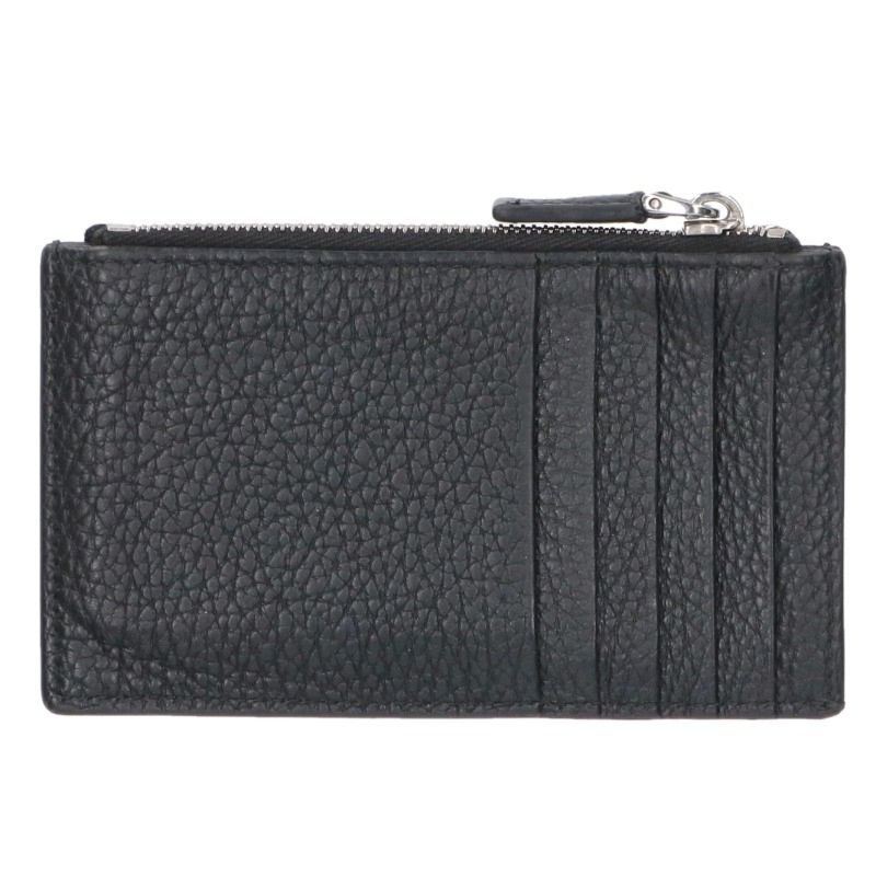 PRADA Triangle Plate Leather Coin Case Black Size ONE SIZE