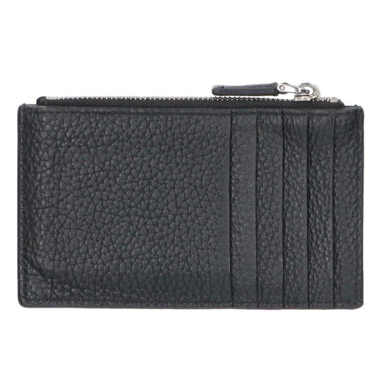 PRADA Triangle Plate Leather Coin Case Black Size ONE SIZE