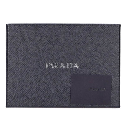 PRADA Triangle Plate Leather Coin Case Black Size ONE SIZE