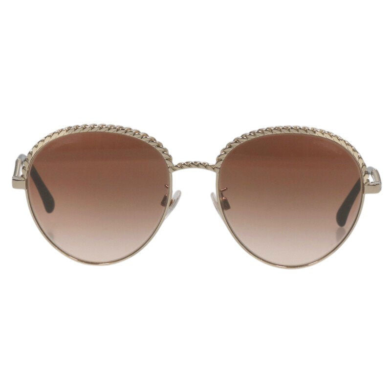 CHANEL Gold Black Chain Round Frame Eyeglasses Size ONE SIZE