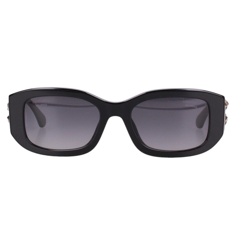 CHANEL 5542-A Rectangle Sunglasses Black Gold Size ONE SIZE