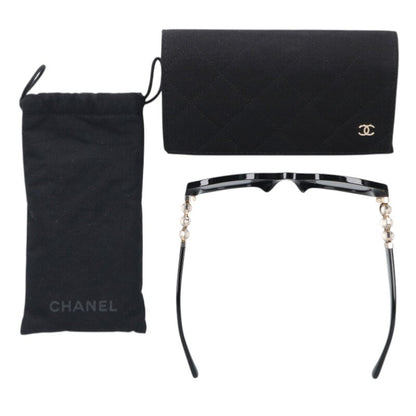 CHANEL 5542-A Rectangle Sunglasses Black Gold Size ONE SIZE