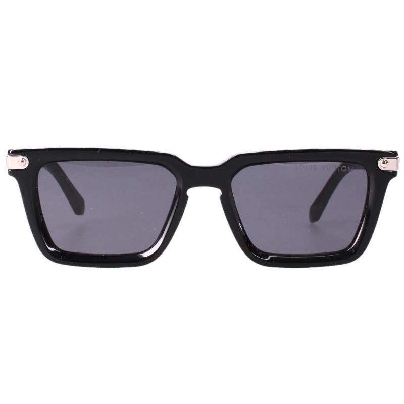 Louis Vuitton LV Logo Square Frame Sunglass Black x Silver Size 52