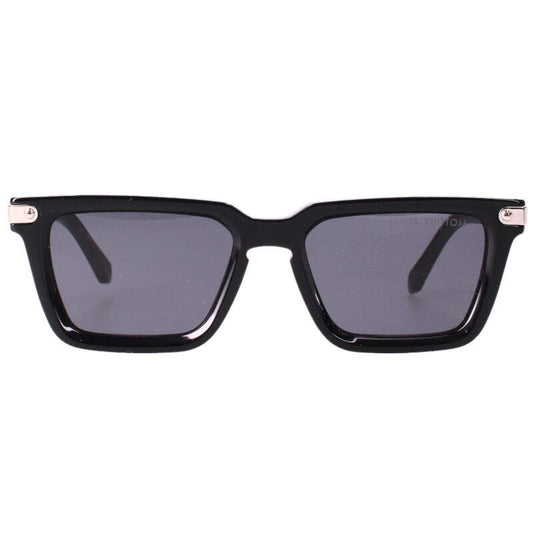 Louis Vuitton LV Logo Square Frame Sunglass Black x Silver Size 52