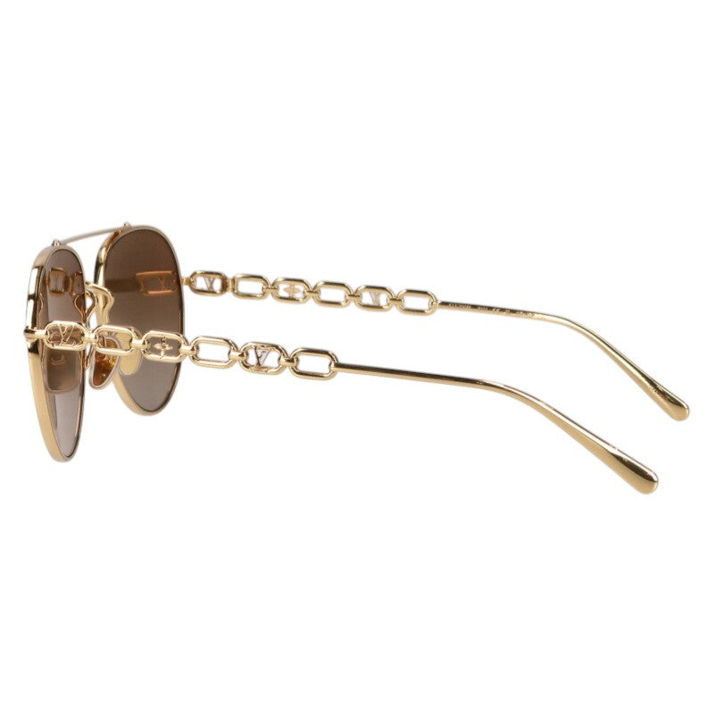 Louis Vuitton LV Chain Tear Drop Sunglass Gold Size 58