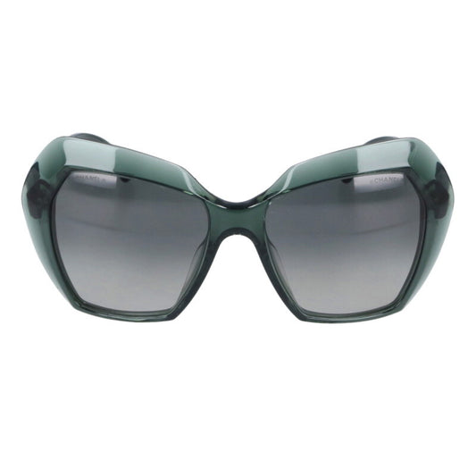 CHANEL Dark Green Frame Sunglasses Size ONE SIZE