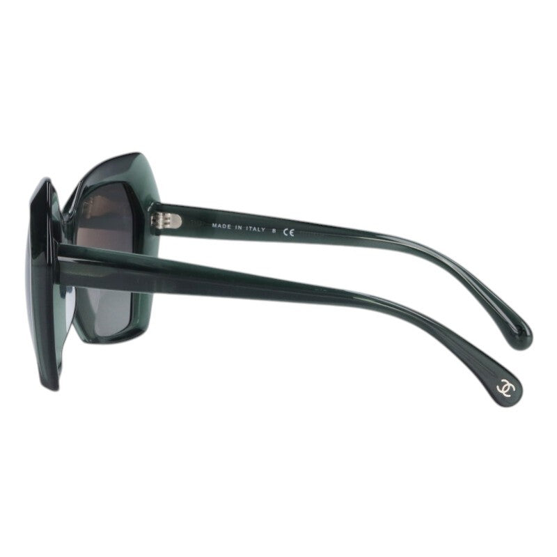 CHANEL Dark Green Frame Sunglasses Size ONE SIZE