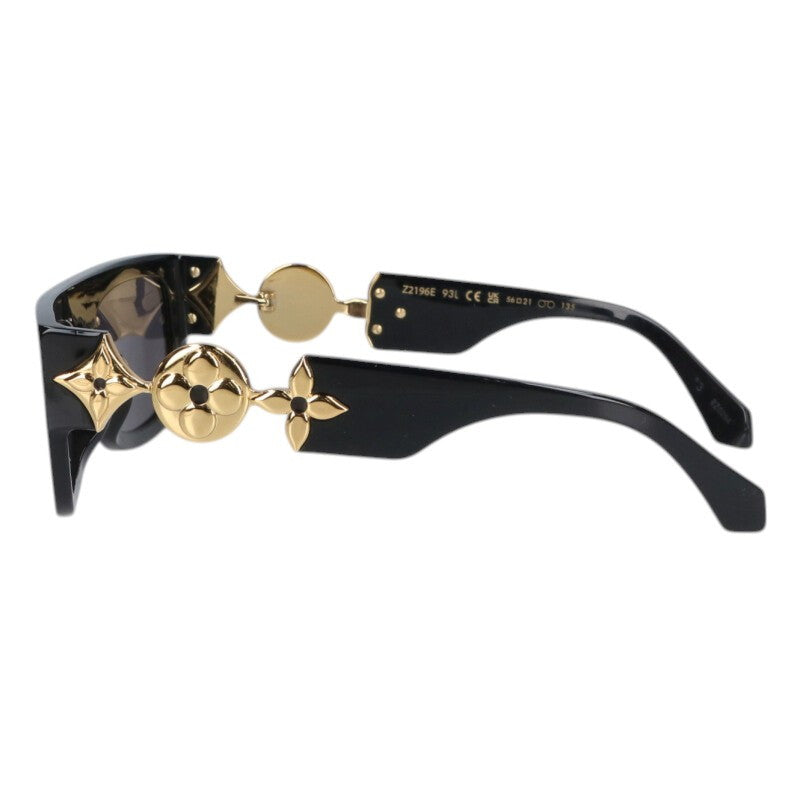 Louis Vuitton Logo Sunglass Black x Gold Size 56